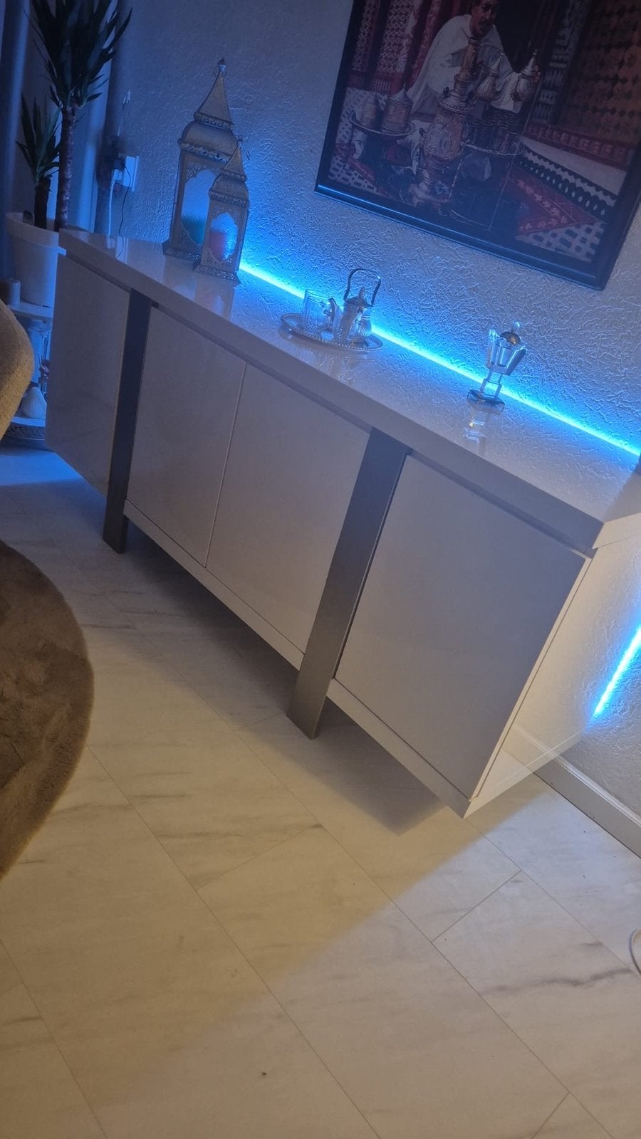 Modern dressoir met deuren en planken - Wit hoogglans, Ophalen, Overige materialen, 150 tot 200 cm, Zo goed als nieuw