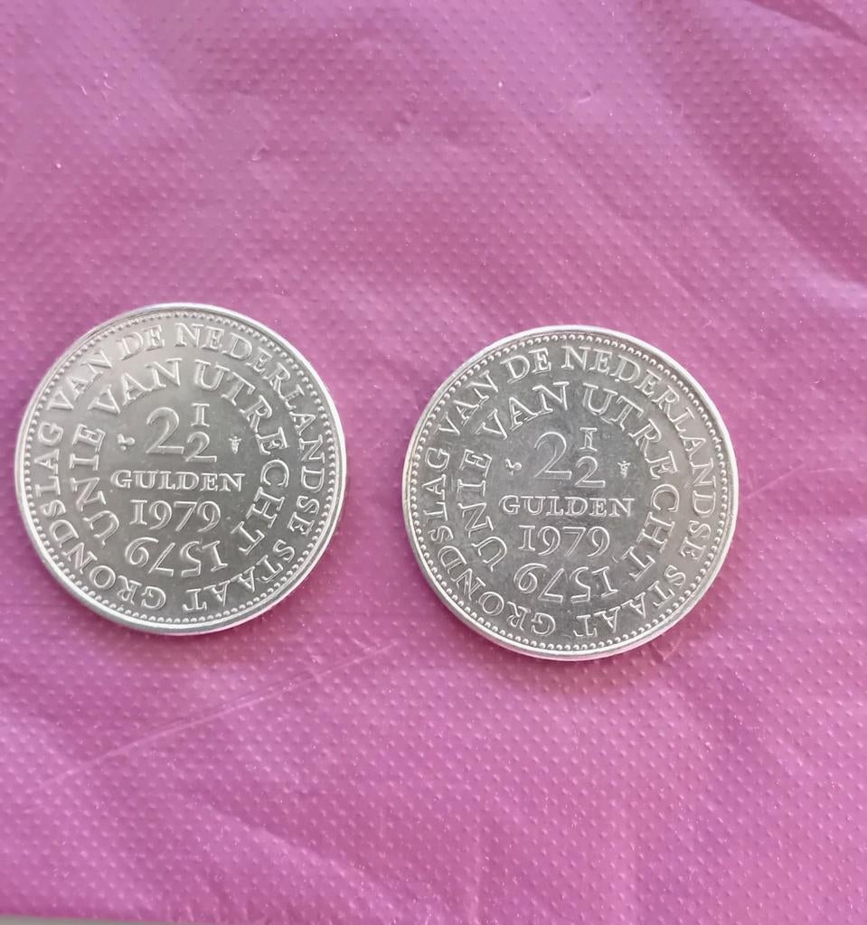 Herdenkingsmunt Unie van Utrecht, Postzegels en Munten, Ophalen of Verzenden, Koningin Juliana, 2½ gulden