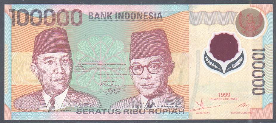 Indonesia 100.000 Rupiah 1999 Polymer issue, Postzegels en Munten, Bankbiljetten | Azië, Verzenden, Zuidoost-Azië, Los biljet