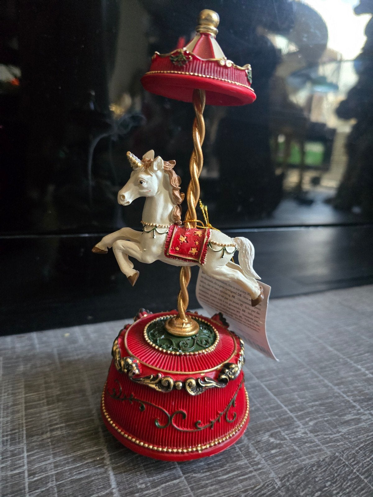 Eenhoorn Carrousel Decoratie - Rood en Goud, Nieuw, Kunststof, Ophalen of Verzenden, Klassiek