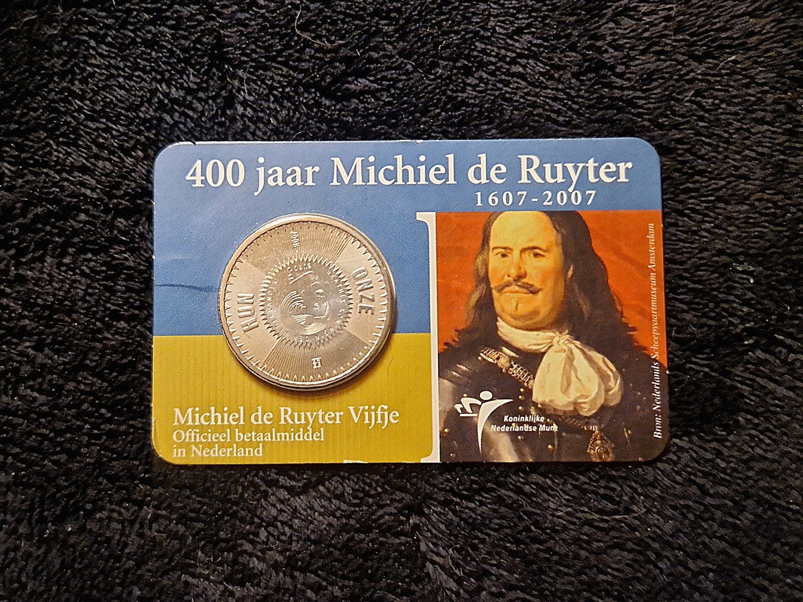Michiel de Ruyter Vijfje - Zilveren €5,- munt, Postzegels en Munten, Koningin Beatrix, Zilver, Euro's, Ophalen of Verzenden