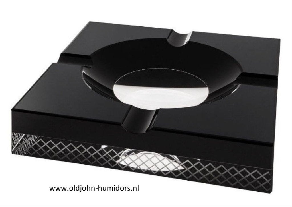 SIGAARASBAK ANGELO CRYSTAL BLACK 4 LEGGERS- 20x20x4 cm sab13, Ophalen of Verzenden, Nieuw, Asbak