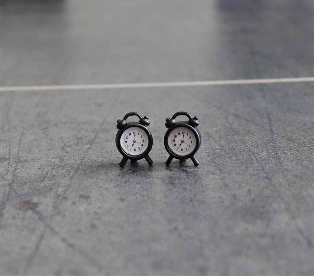 Retro wekker klok miniatuur nieuw 1:12 - Zwart, Ophalen of Verzenden, Nieuw, Decoratie