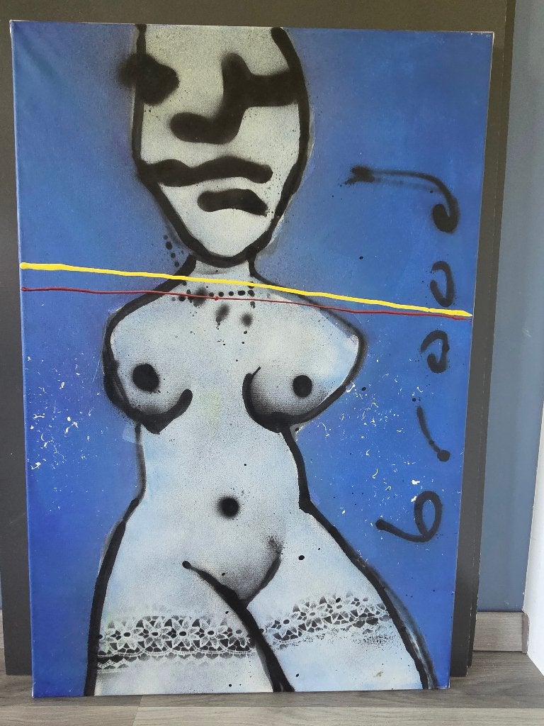 Schilderij Herman Brood, Ophalen, Abstract, Op houten frame, Gemengde techniek