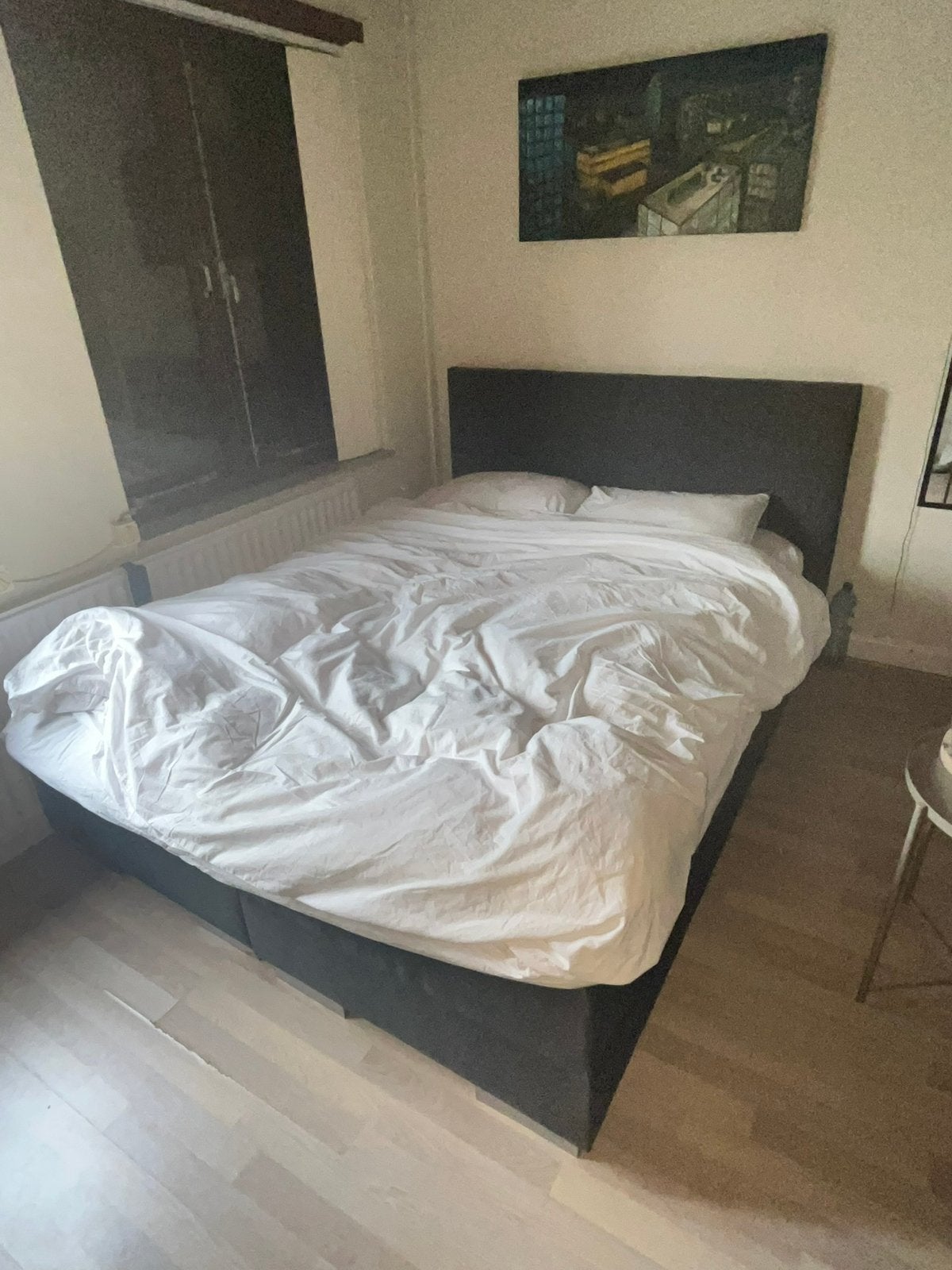 Zwarte boxspring - 160 bij 200, Ophalen, Zo goed als nieuw, Tweepersoons, 160 cm