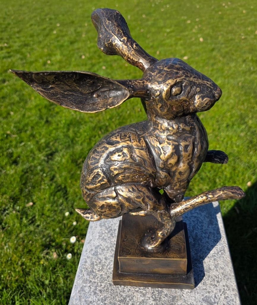 HAAS / bronzen tuinbeeld, Tuin en Terras, Tuinbeelden, Dierenbeeld, Nieuw, Info@huisentuindecoratiemarie.nl, Huis en tuin decoratie marie