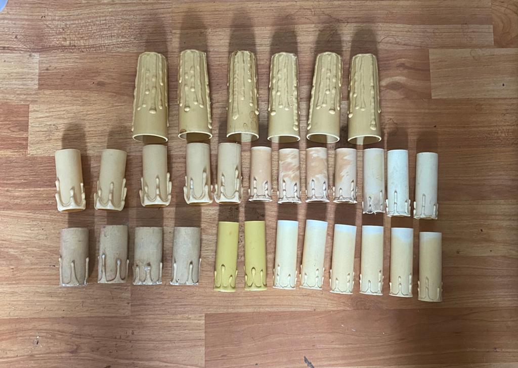 30  antieke kaarsenhulzen kroonluchters 6.5, 7, 8, 10cm, Ophalen of Verzenden, Overige materialen