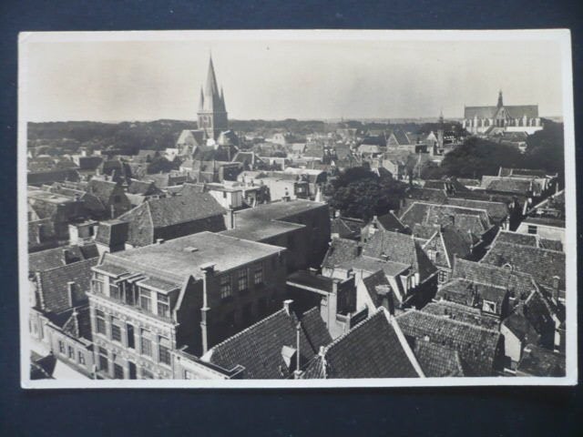 soort fotokaart alkmaar panorama v.a. de toren gelopen 1938, Ophalen of Verzenden, 1920 tot 1940, Gelopen, Noord-Holland