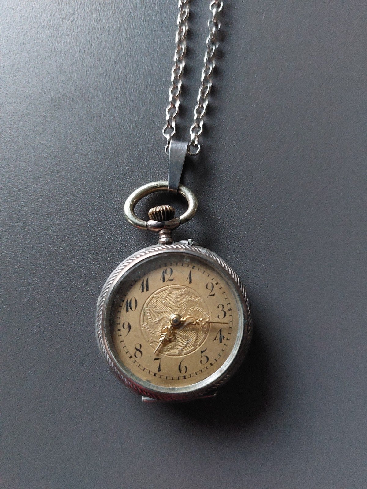 Dames zakhorloge zilver met zilveren ketting, Antiek en Kunst, Ophalen of Verzenden