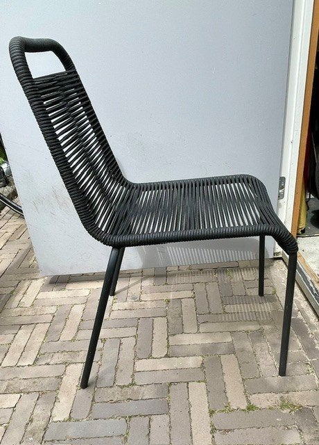 Kave Home Labton stoelen met touwdesign - Set van 6, Ophalen, Zwart, Overige materialen, Modern, Design, Outdoor