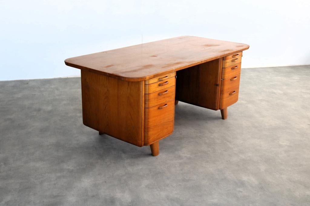 vintage XL bureau | teak | jaren 60 | Zweeds, Gebruikt, Ophalen of Verzenden, ., .