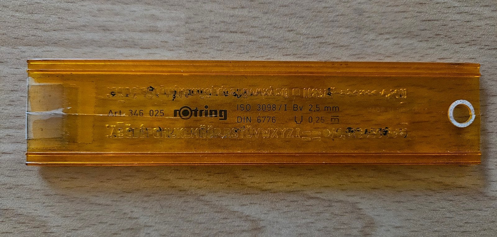 Rotring lettersjabloon 2,5 mm, Ophalen of Verzenden, Gebruikt