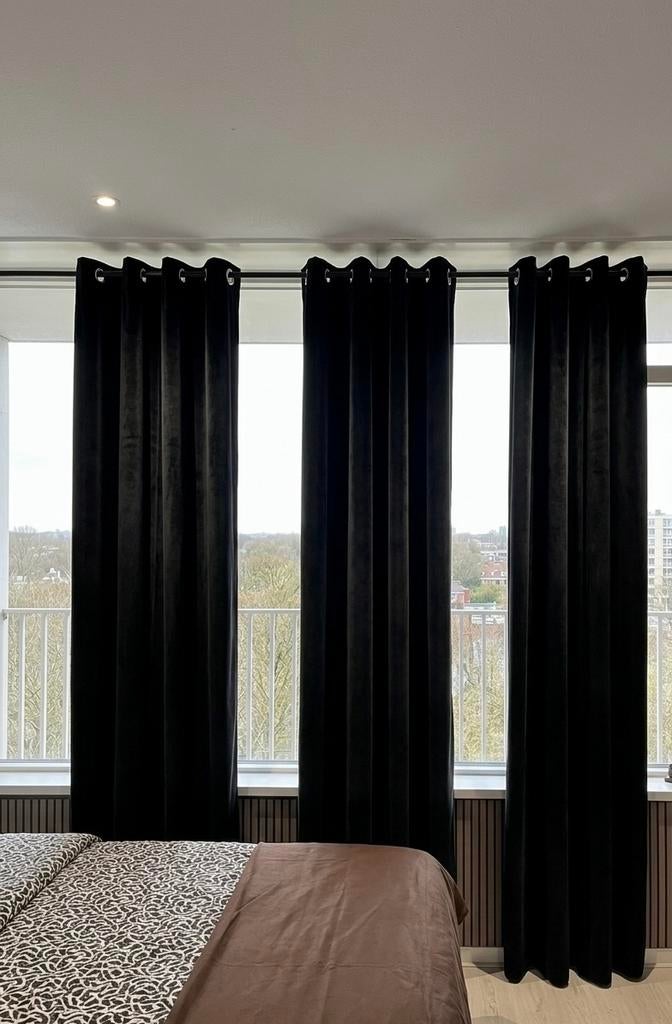 Luxe Fluweel Blackout Gordijnen, 100 tot 150 cm, 200 cm of meer, Zwart, Nieuw