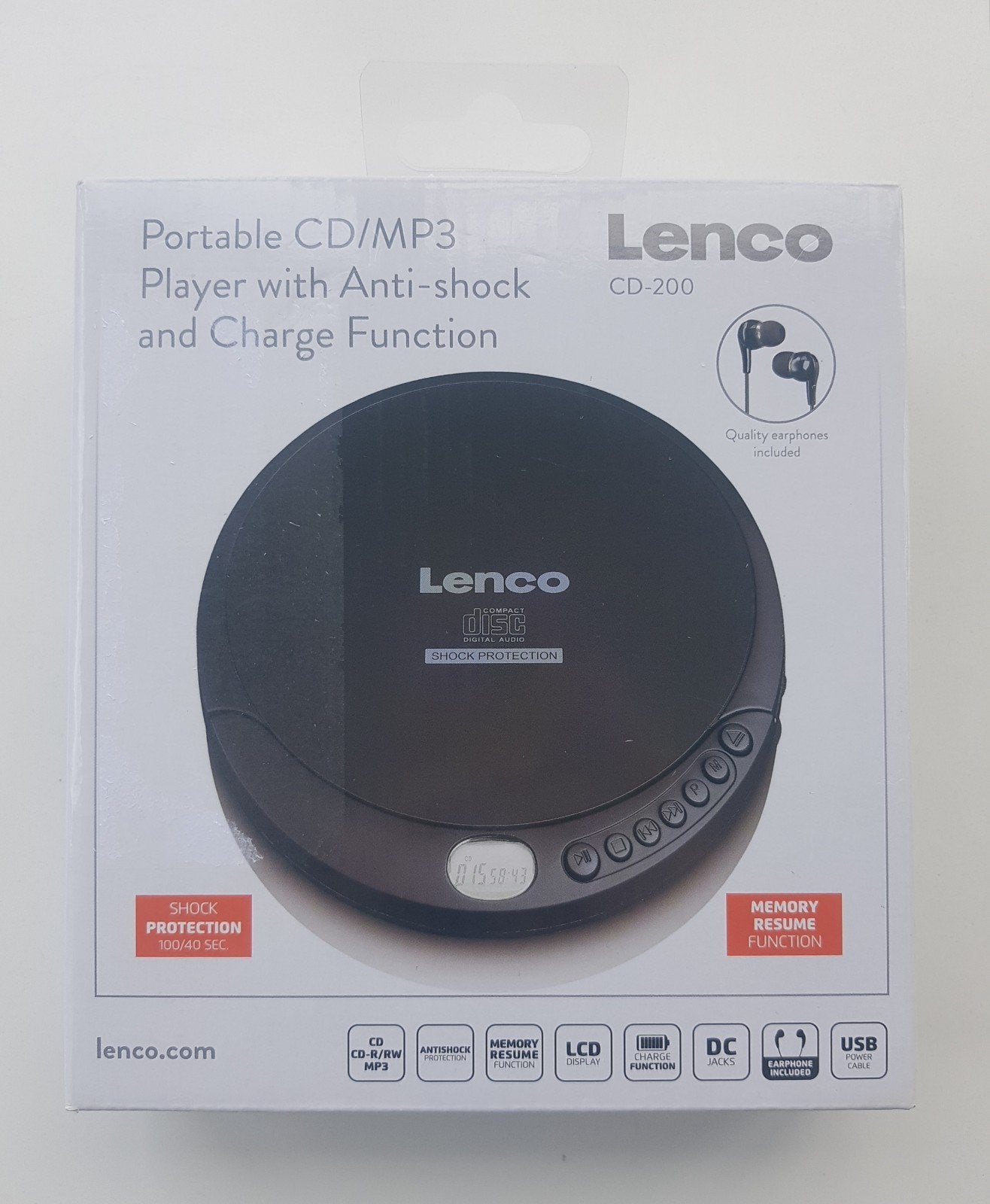 Nieuwe Lenco Discman Shockproof MP3 + Adapter + Headset, Ophalen of Verzenden, Discman