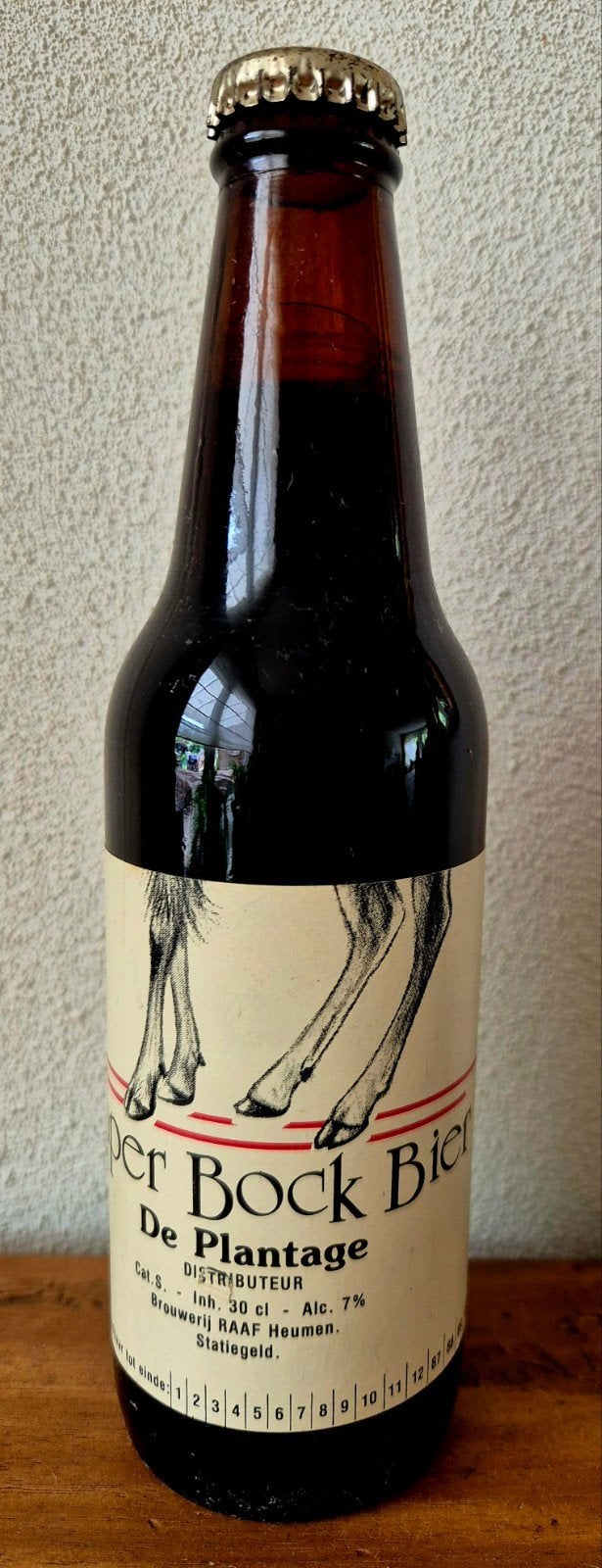 1987 Fles super bock bier De Plantage 6,5%  br. RAAF HEUMEN, Verzamelen, Ophalen of Verzenden, Zo goed als nieuw, Flesje(s), Overige merken