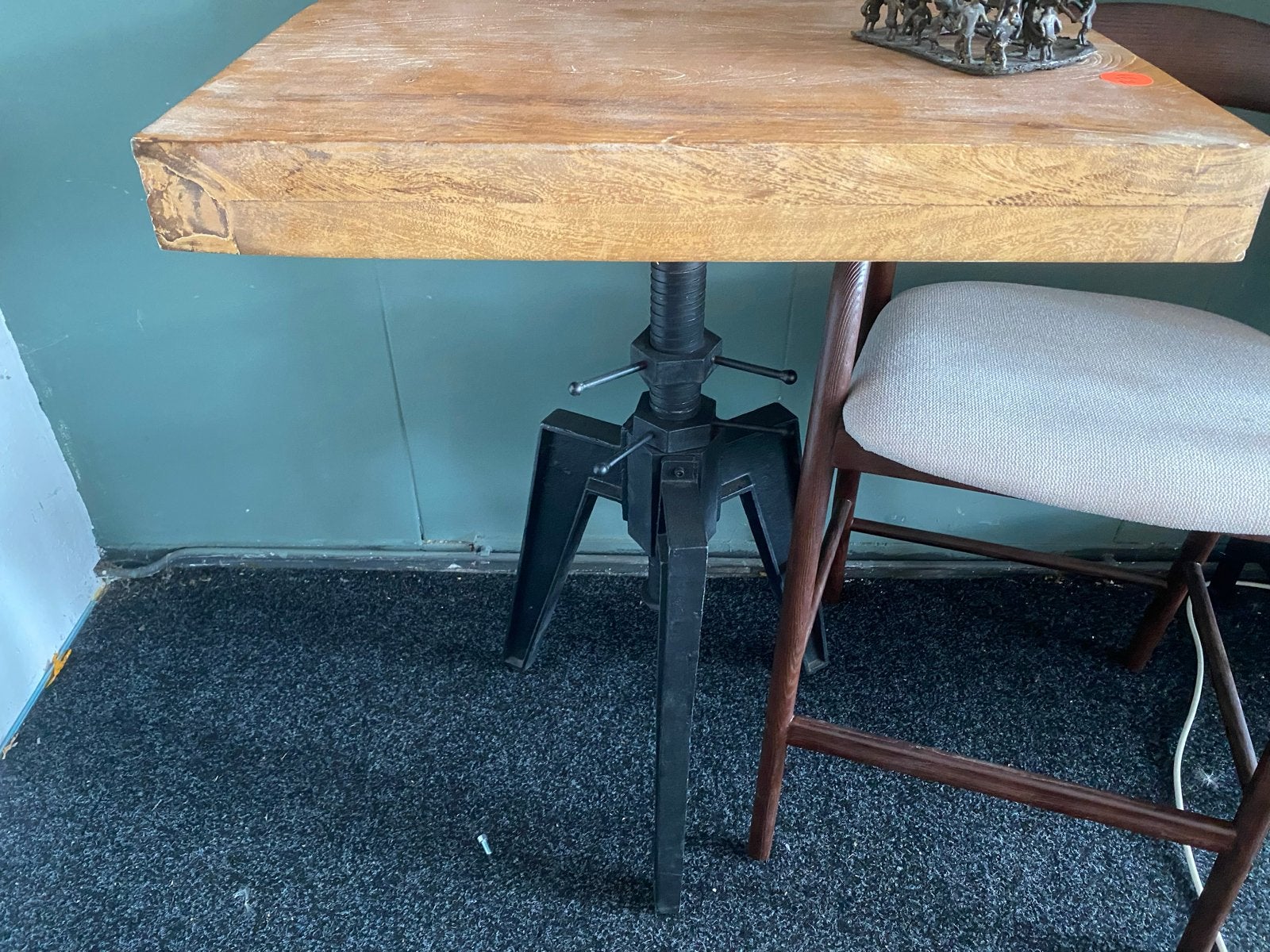 Bartafel eettafel 60x60 mangohout gietijzer verstelbaar, Ophalen, Nieuw