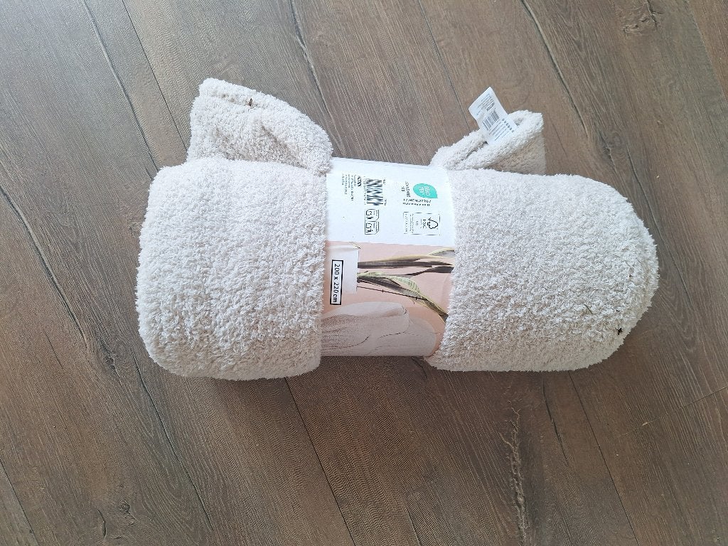 Zacht fleece kleed - teddy, Ophalen, Crème, Teddy, Vierkant
