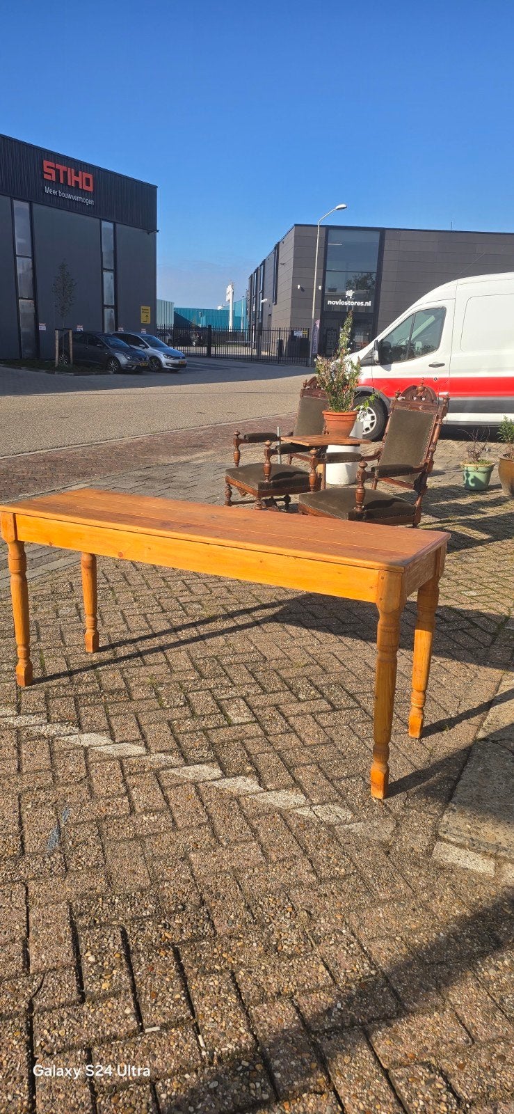 Boeren eettafel sidetable grenen met laden, 100 tot 150 cm, Grenenhout, Rechthoekig, 50 tot 100 cm