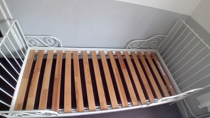 ikea meegroeibed met originele Lattenbodem, Ophalen, Gebruikt, 70 tot 85 cm, Lattenbodem
