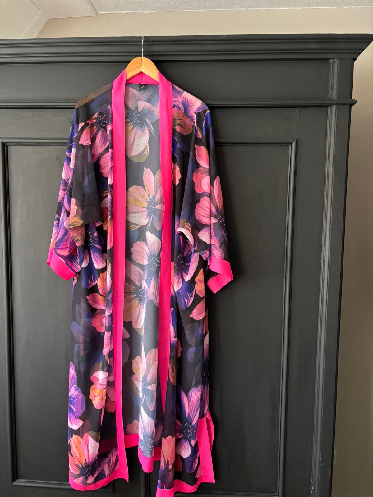 Yoek lang vest/kimono maat 46/48, Verzenden, Zo goed als nieuw, Blauw, Trui of Vest