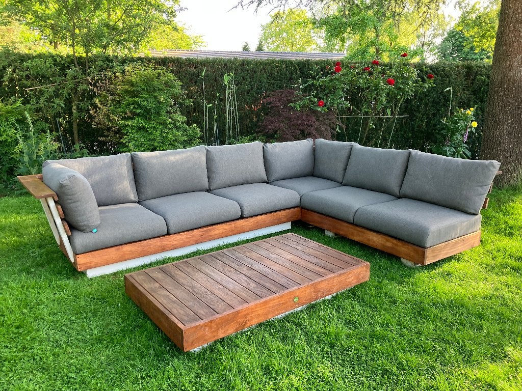 Luxe SUNS Loungeset Sevilla, Ophalen, 5 zitplaatsen, Teakhout, Zo goed als nieuw