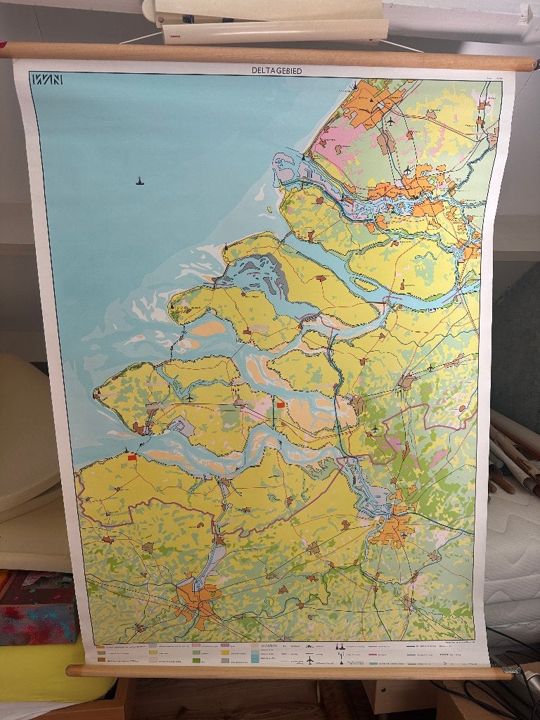 Schoolkaart ; Delta Gebied, Antiek en Kunst, Ophalen of Verzenden, Aardrijkskunde