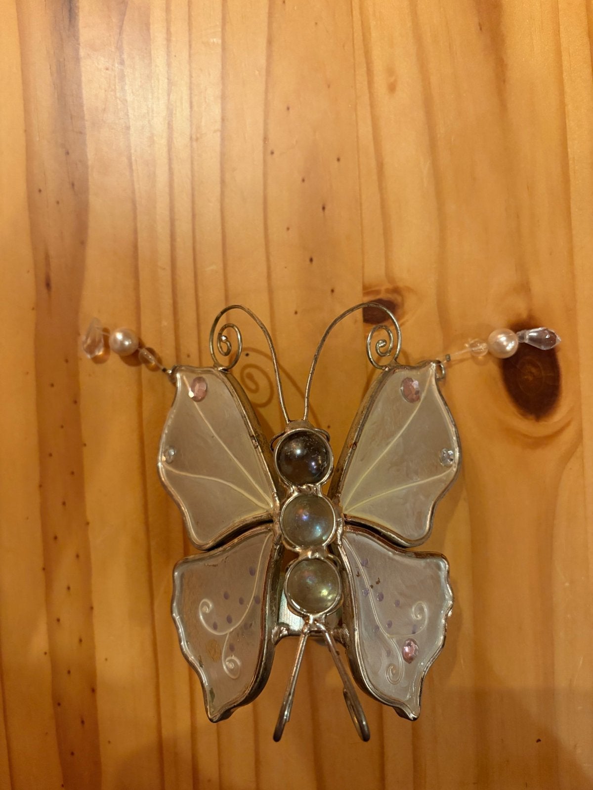 Waxinelichtje vlinder 12 cm hoog een steentje eraf, 12 cm, Ophalen of Verzenden, Kandelaar, Glas