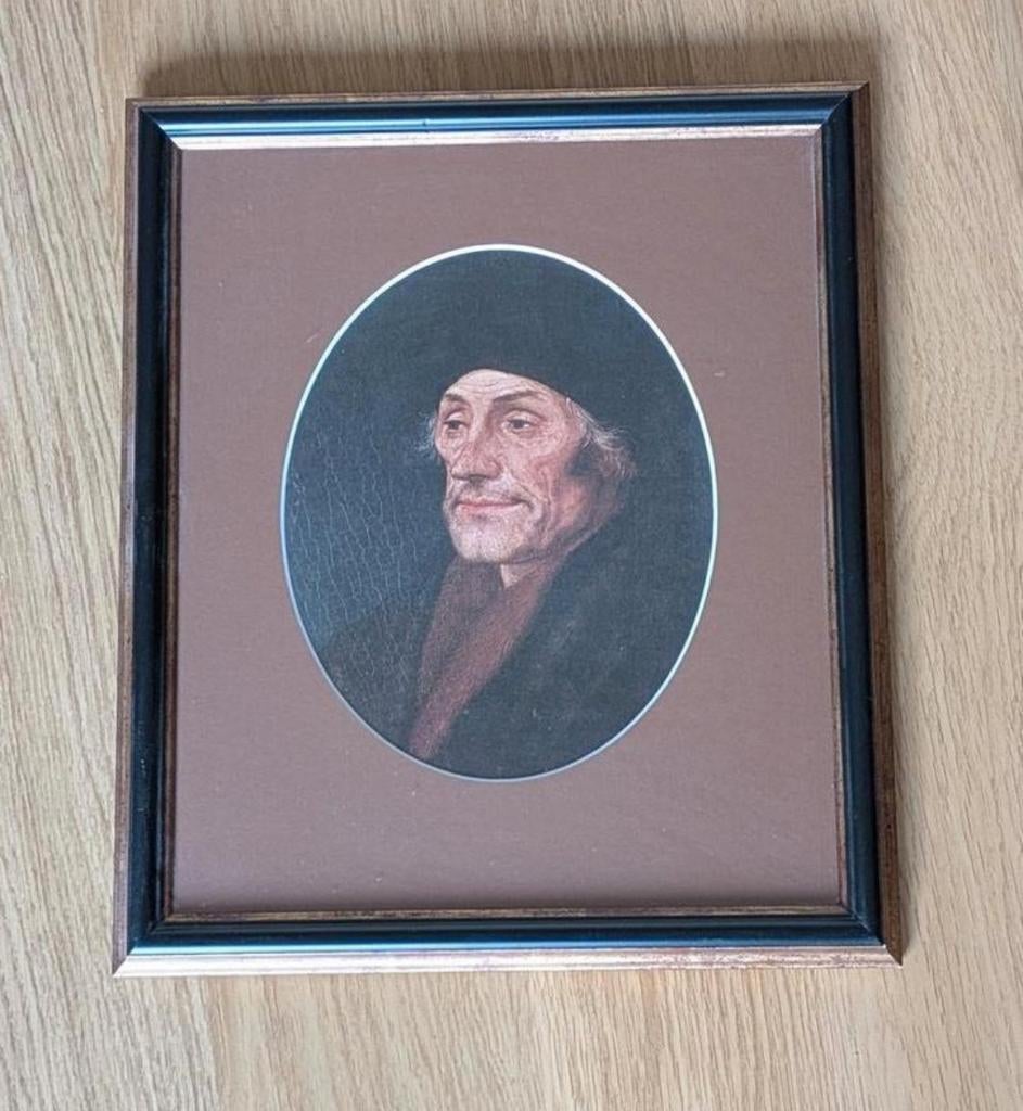 Ingelijste prent van Erasmus, Antiek en Kunst, Ophalen of Verzenden
