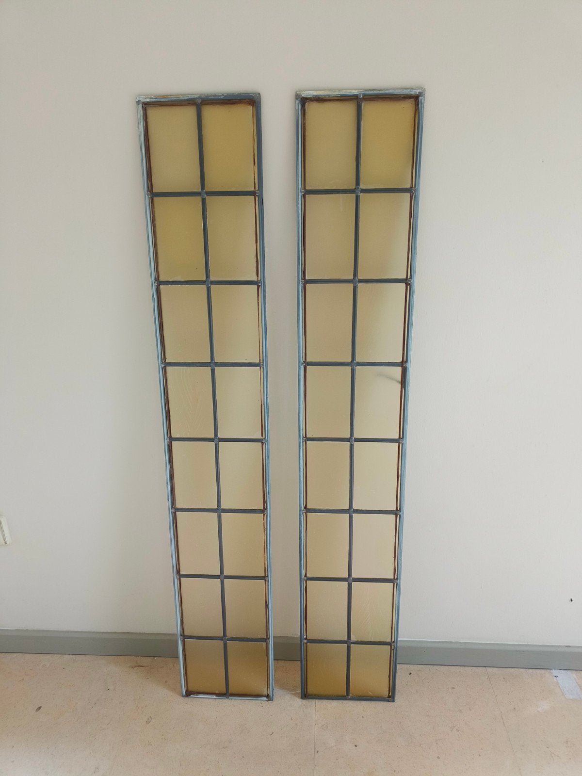 Glas in lood ramen met verwijderbare folie 123x21cm, Ophalen, Gevelraam of Ruit, Gebruikt, Minder dan 80 cm
