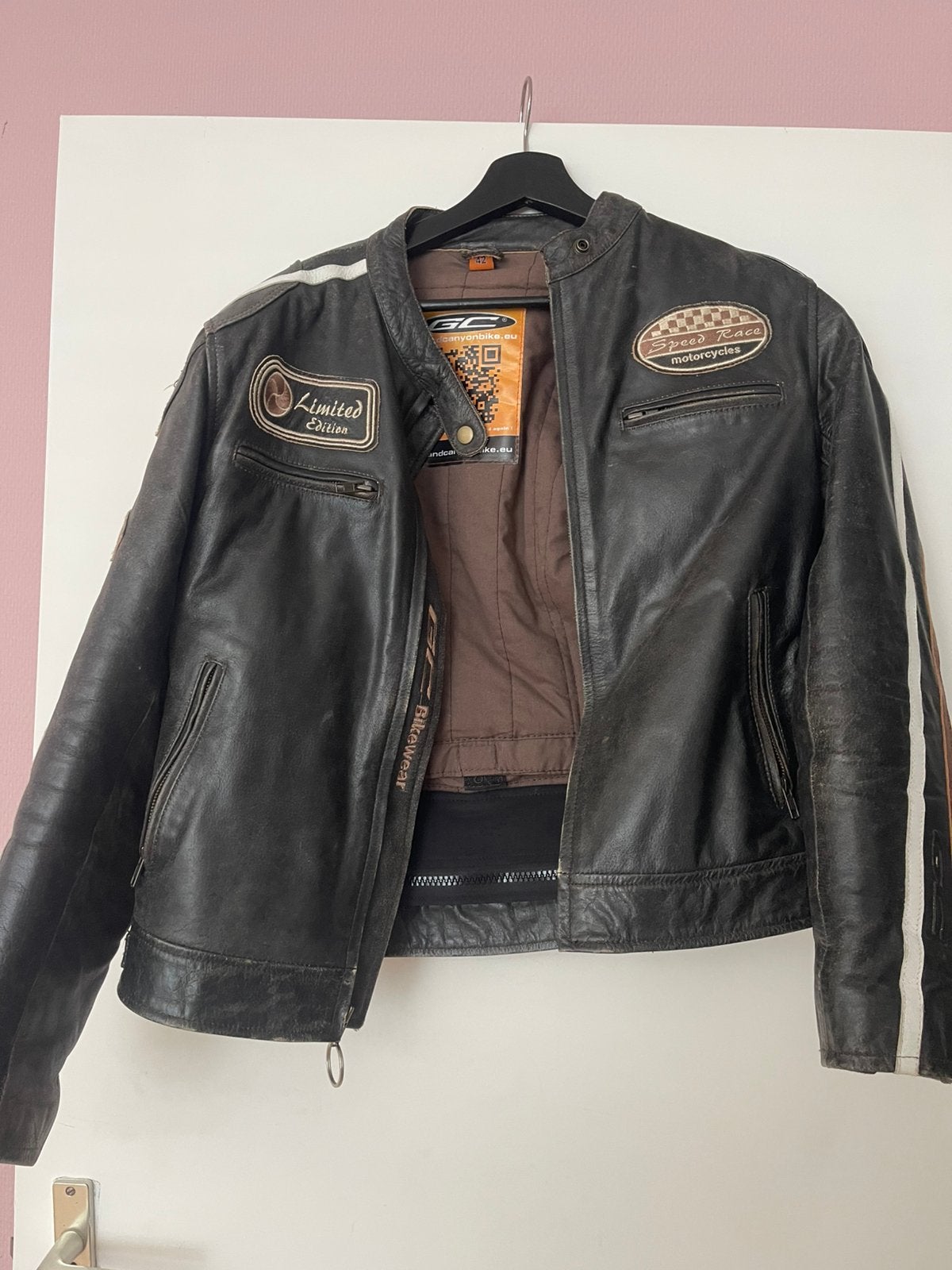 Motorjack leer, maat 42, Motoren, Ophalen, Tweedehands, Jas | leer