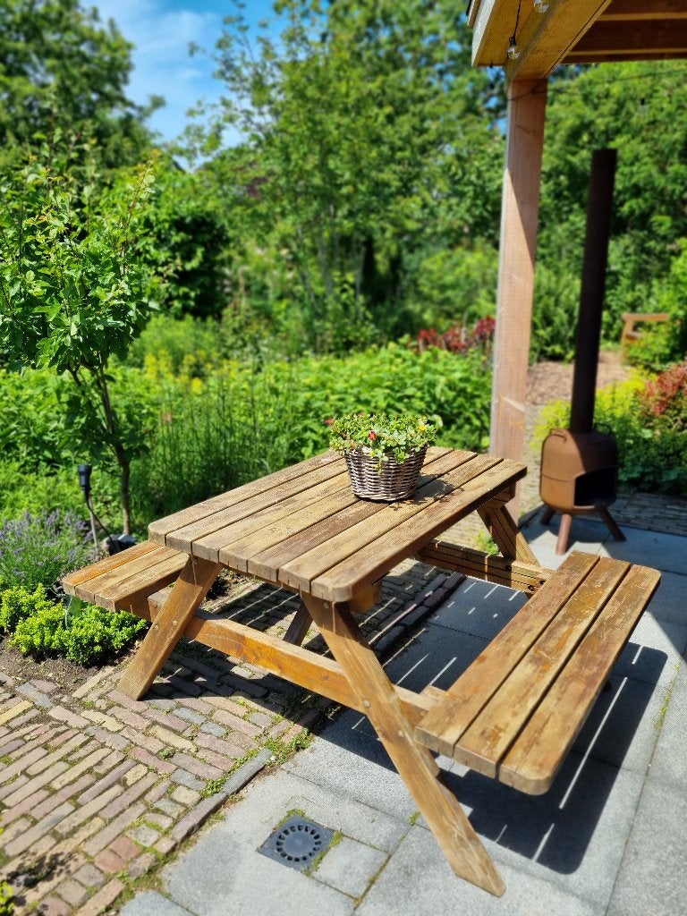 Picknicktafel 120 cm, Ophalen, Gebruikt, Rechthoekig, Hout