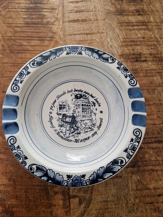 Delfstblauwe Asbak  Slagerij H.Teunissen  Voorst, Antiek en Kunst, Ophalen