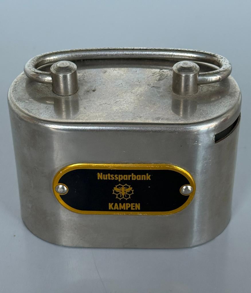 Vintage Spaarpot Nutsspaarbank Kampen (Metaal), Verzamelen, Spaarpotten, Ophalen of Verzenden, Zo goed als nieuw, Metaal of Blik