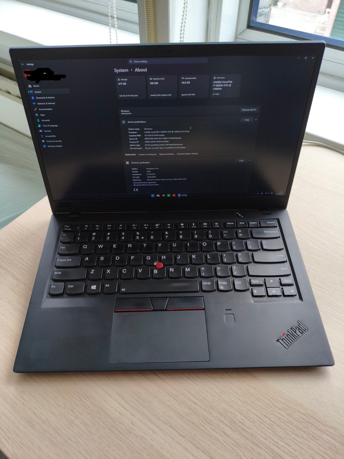 Lenovo ThinkPad X1 Carbon i7-8650U 16GB RAM 512GB SSD, Ophalen, Gebruikt, 2 tot 3 Ghz, Qwerty
