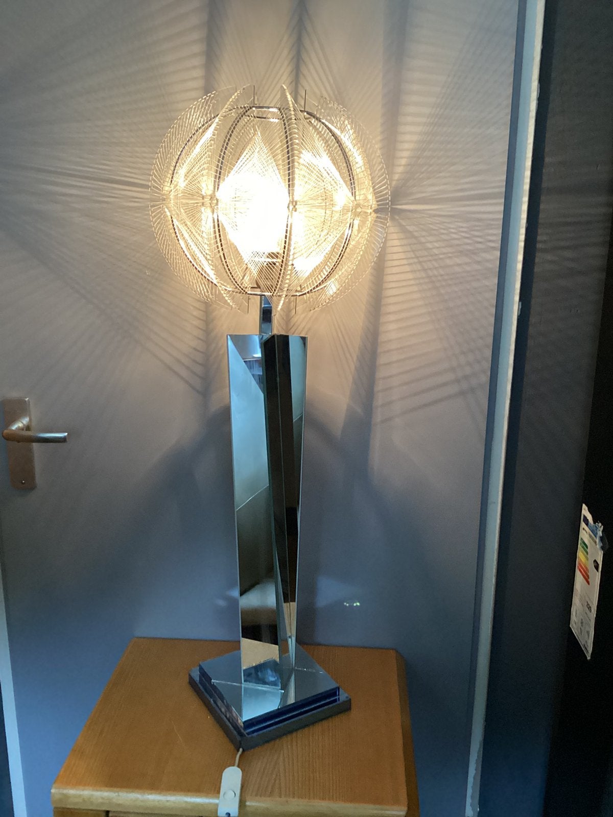 vintage Space Age tafellamp uit de jaren 60, Ophalen of Verzenden, Gebruikt, Glas, Minder dan 100 cm