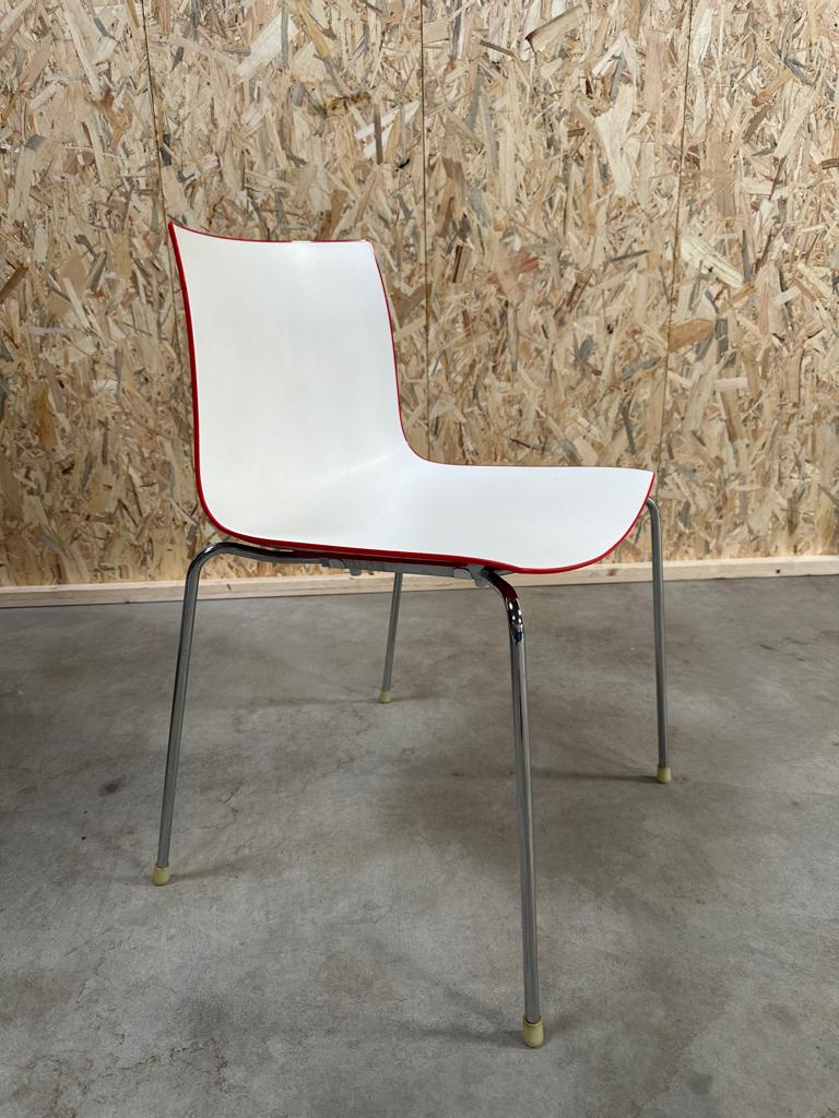 Arper Catifa 46 Design Stoel - Wit/Rood nog 5 stuks te koop, Ophalen, Overige materialen, Gebruikt, Wit