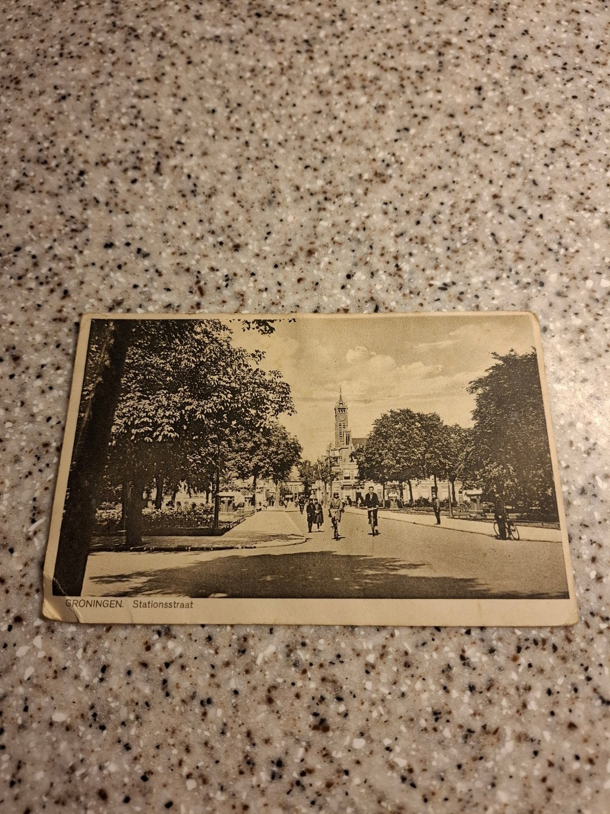 Oude Ansichtkaart Groningen Stationsstraat 1937, Ophalen of Verzenden, 1920 tot 1940, Gelopen, Groningen