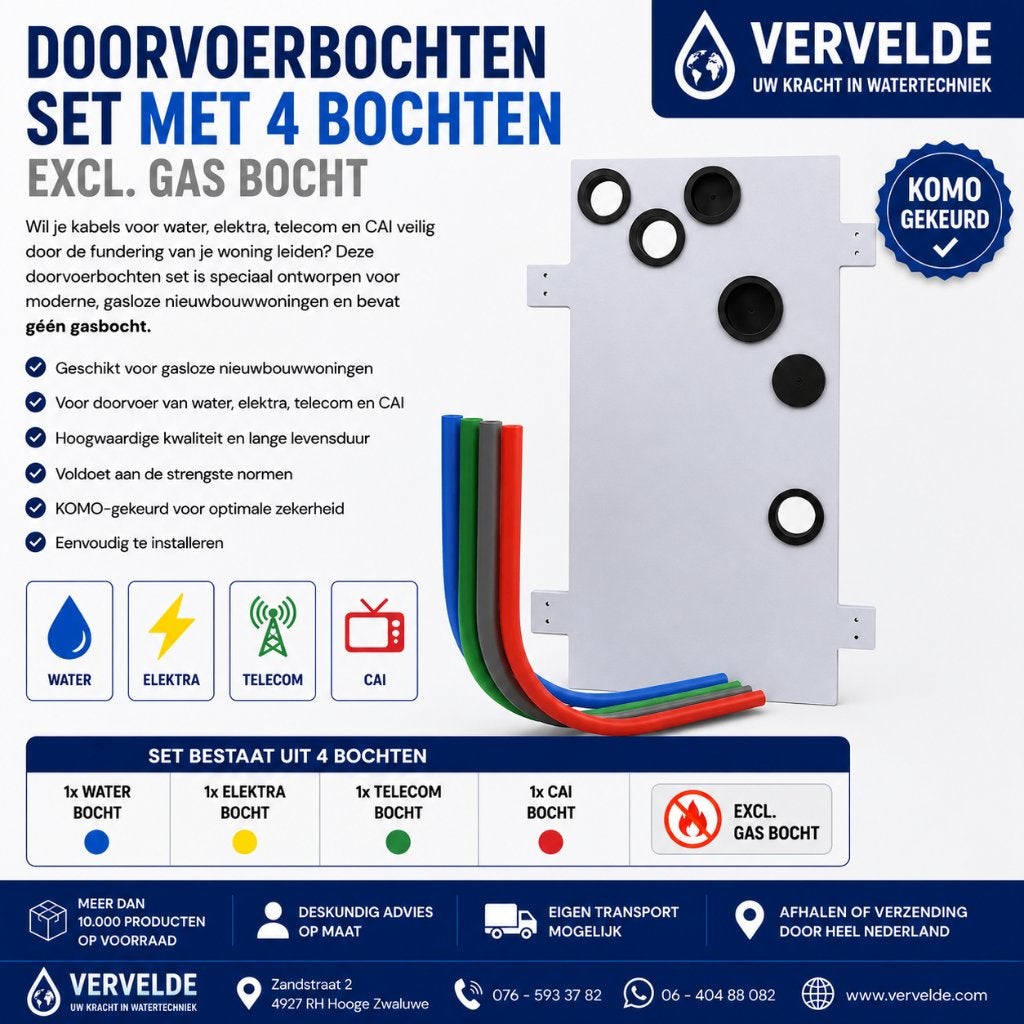 Doorvoerbochten Set met 4 Bochten – Exclusief Gasbocht, Pvc, Nieuw, Ophalen of Verzenden, Zandstraat 2 4927 Hooge Zwaluwe