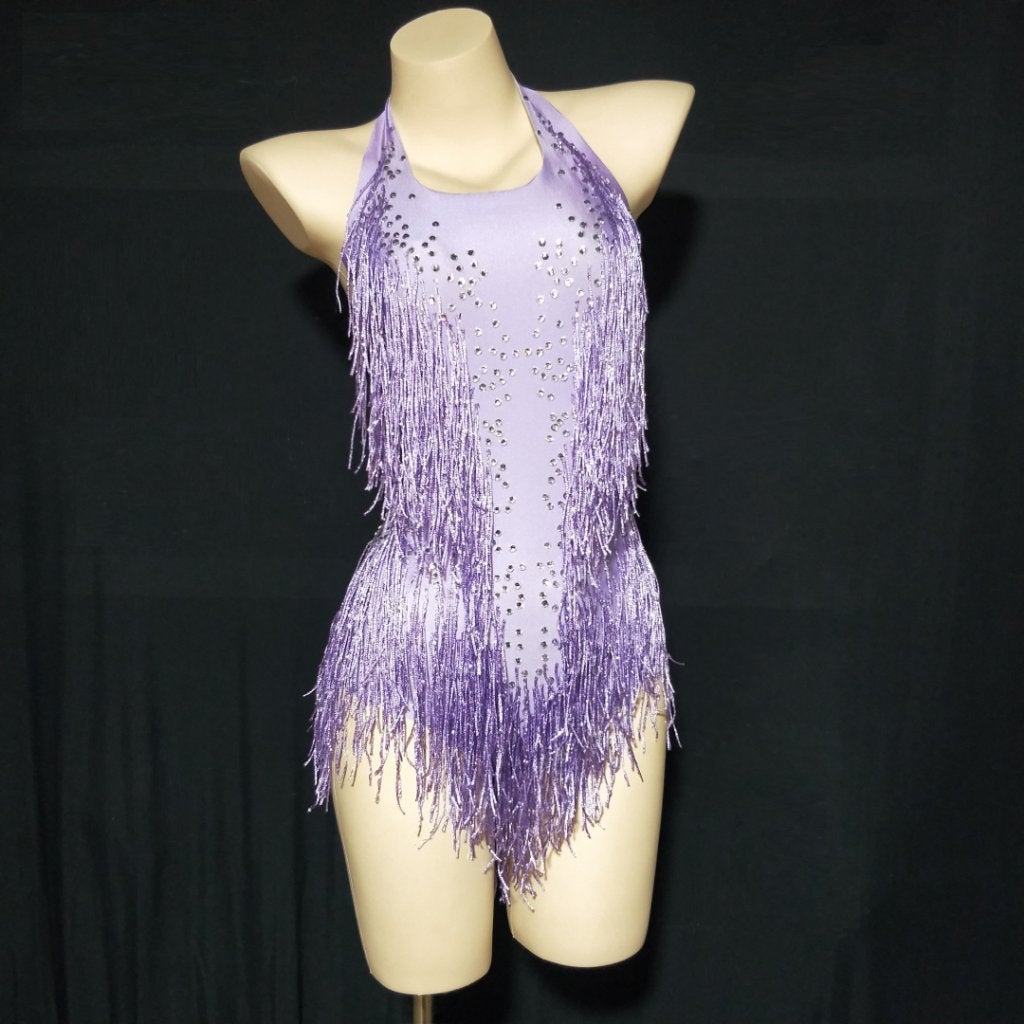 Dames paarse glitter bodysuit / jumpsuit festival outfit, Verzenden, Maat 42/44 (L), Nieuw, Overige thema's