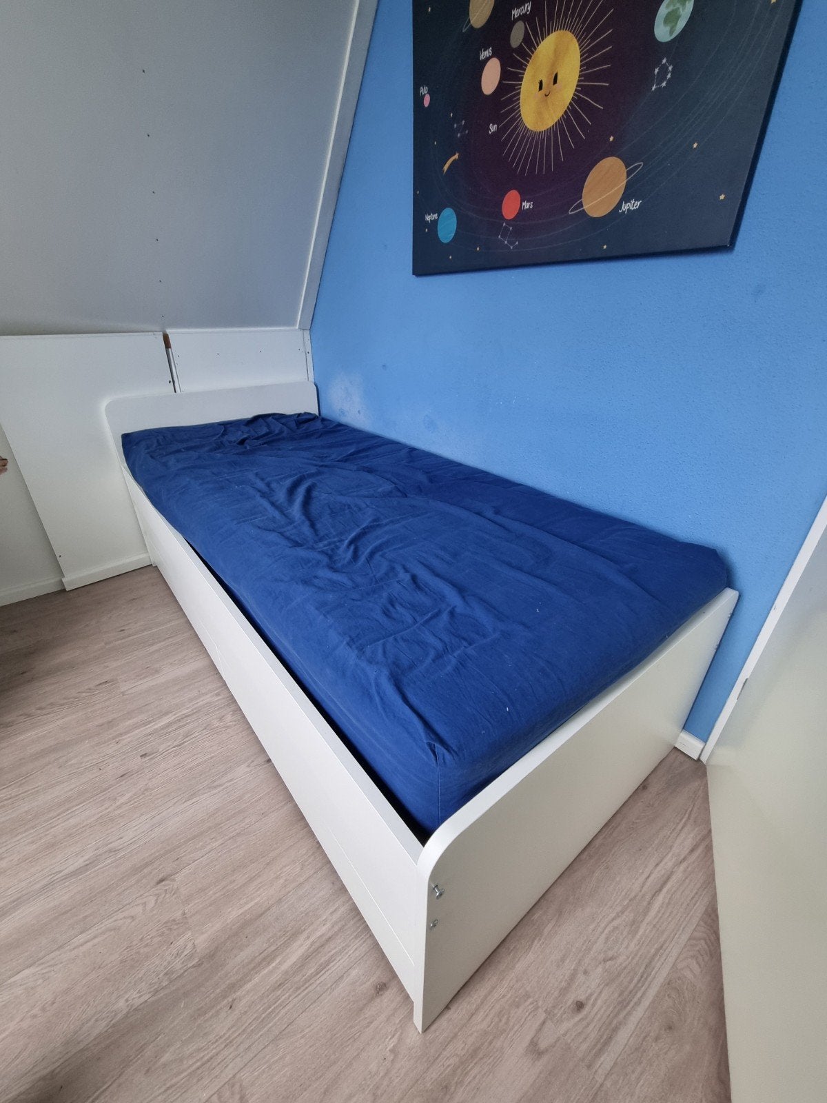 IKEA SLÄKT uitschuifbed met lades, wit, 90x200 cm, Ophalen, Gebruikt, 90 cm, Eenpersoons