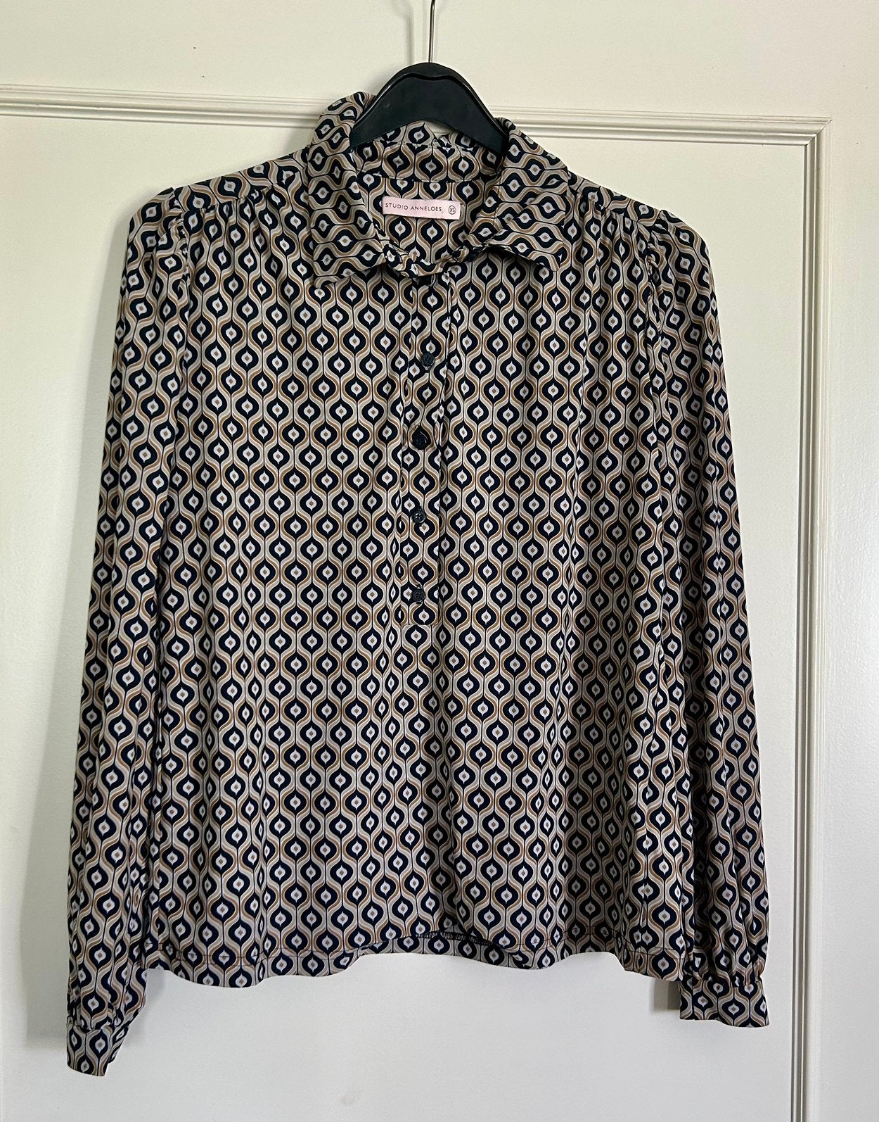 Beige Studio Anneloes blouse met mooie print in maat XS, Verzenden, Zo goed als nieuw, Maat 34 (XS) of kleiner, Beige