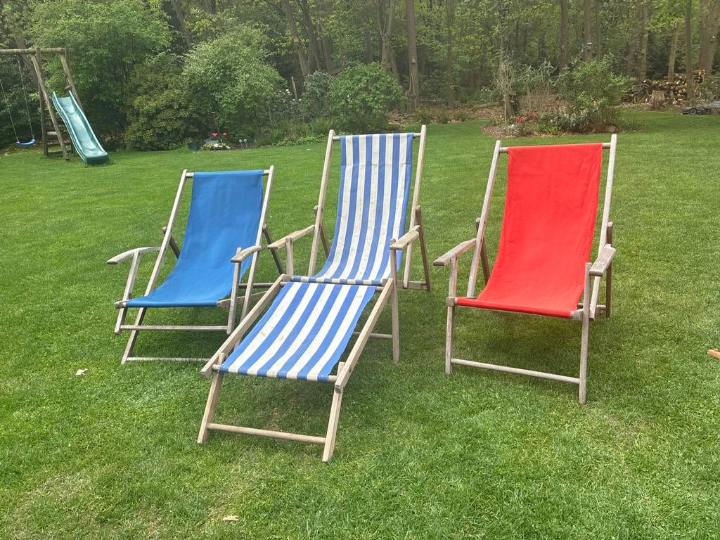 Vintage / retro strandstoelen, Ophalen, Gebruikt, Hout, Inklapbaar