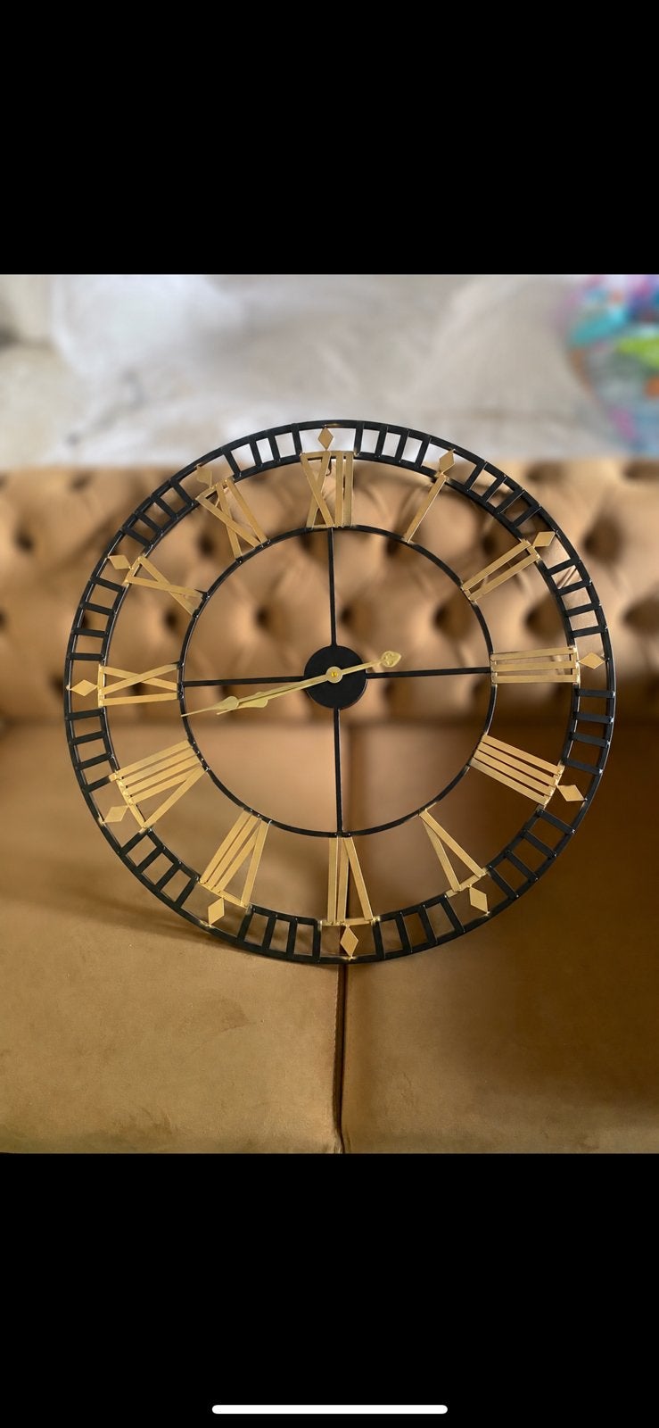 Klok, zwart goud, Huis en Inrichting, Woonaccessoires | Klokken, Ophalen, Zo goed als nieuw, Wandklok