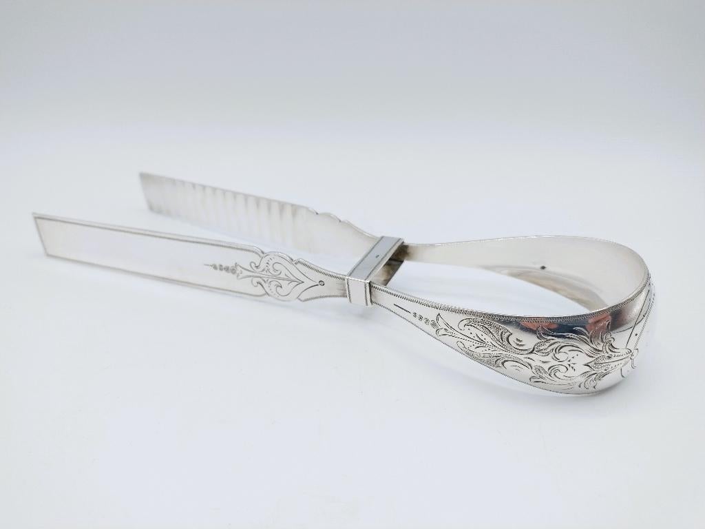 Zilveren aspergetang, Fa. J.M. van Kempen, Voorschoten, 1878, Verzenden, Zilver