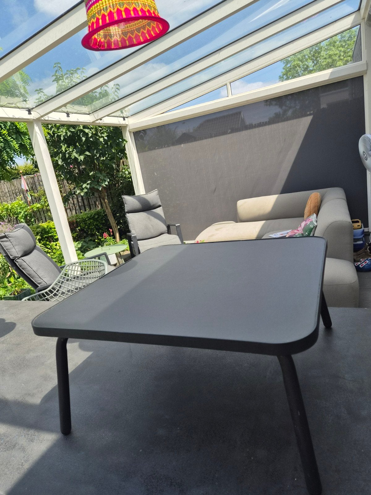 Moderne zwarte salontafel voor buiten, Tuin en Terras, Tuintafels, Ophalen, Rechthoekig