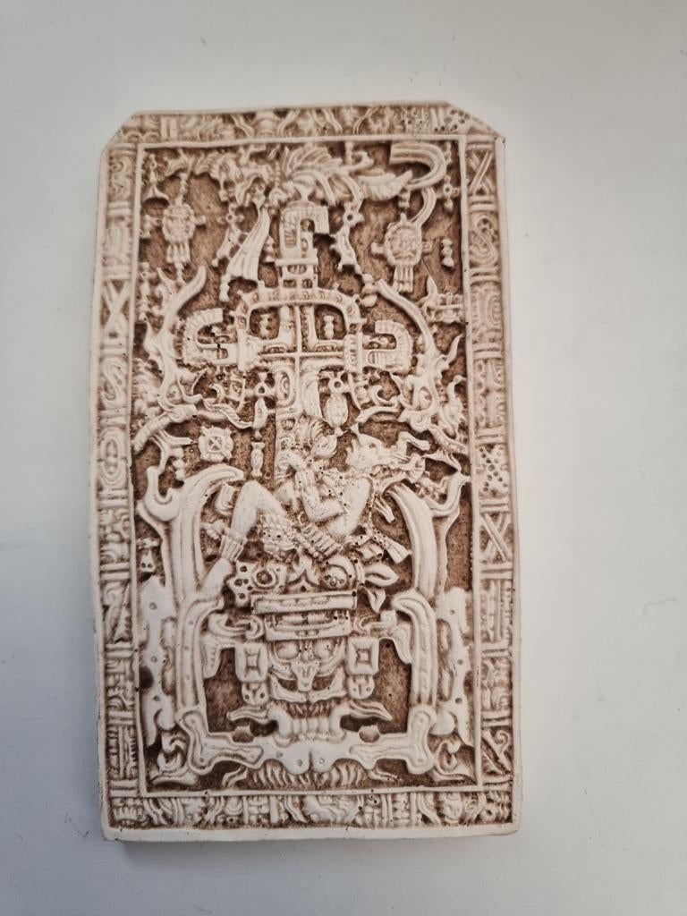 Replica van Maya-reliëf: Pakal's Grafsteen, Ophalen of Verzenden