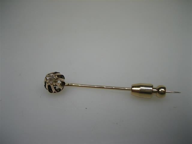 Antieke 14 karaat Diamanten Gouden Dasspeld ca.1890, Sieraden, Tassen en Uiterlijk, Antieke sieraden, Verzenden, Goud, Broche