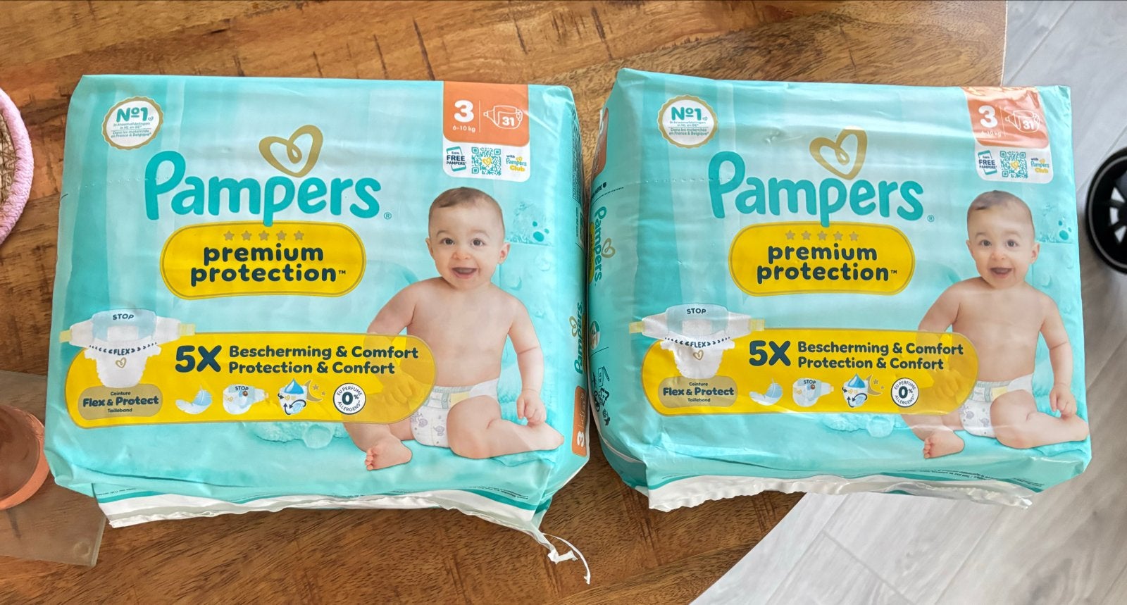 2 pakken Pampers Premium Protection luiers - Maat 3 (6-10 kg, Ophalen, Nieuw