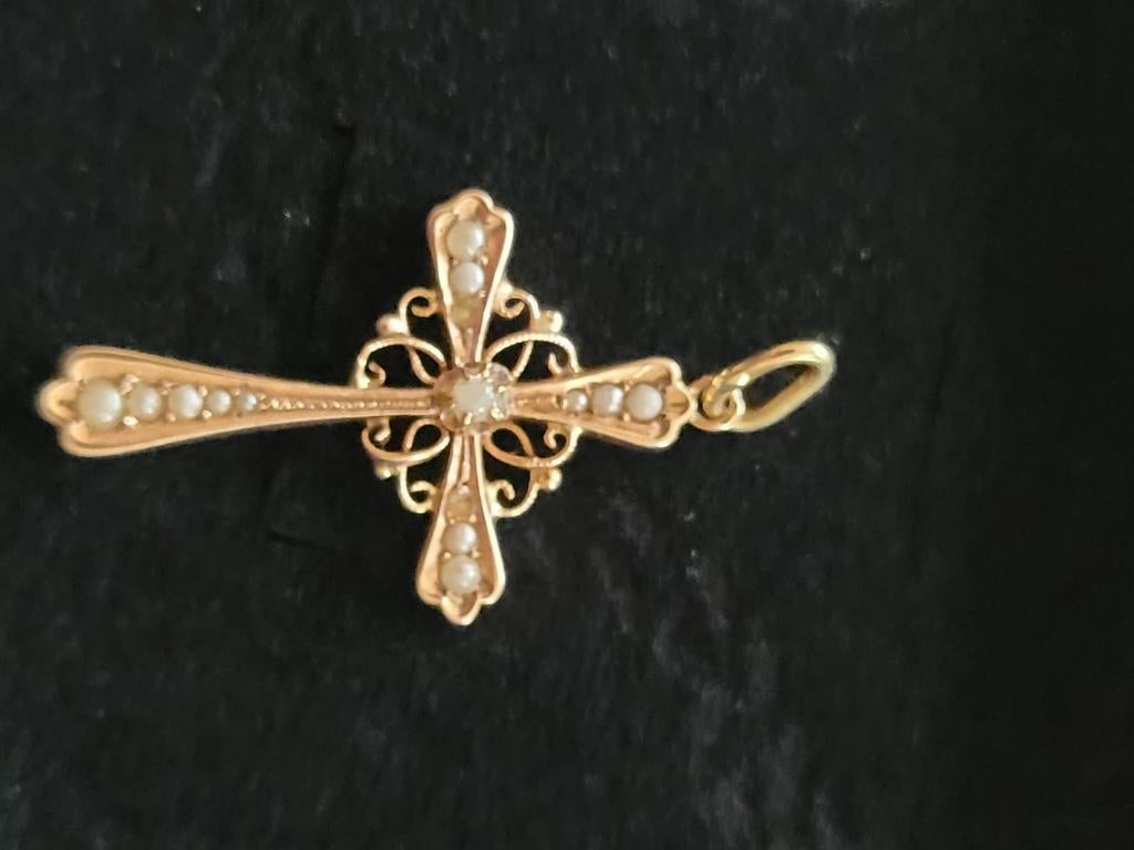 Antieke gouden kruisje, Ophalen of Verzenden