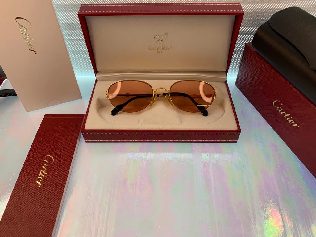 Cartier zonnebril, 22k verguld origineel met robijnen, Sieraden, Tassen en Uiterlijk, Zonnebrillen en Brillen | Heren, Overige merken